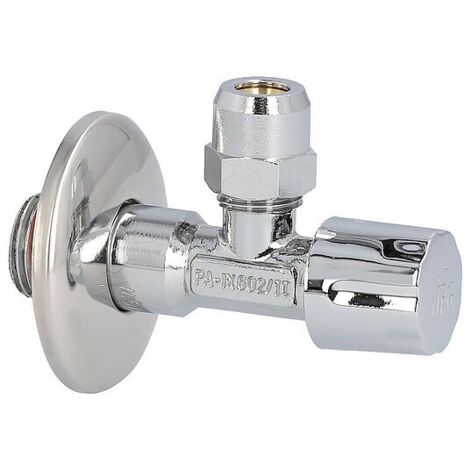 Eckventil 1/2'' x 3/8'' - selbstdichtend, mit Quetschverschraubung - Messing verchromt