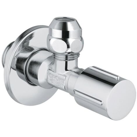 Eckventil Quetschverschraubung chrom mit Schubrosette