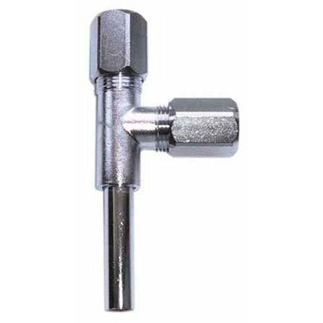 Eckventil T-Stück für 2 x10mm od. 3/8"AG mit 10mm Rohrstück, massive Ausführung