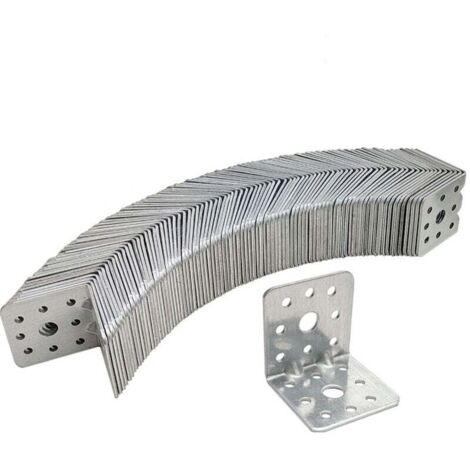 Eckverbinder 73 x 73 x 55 mm mit perforiertem, geripptem Winkel für Holz, silberfarben, 10er-Packung