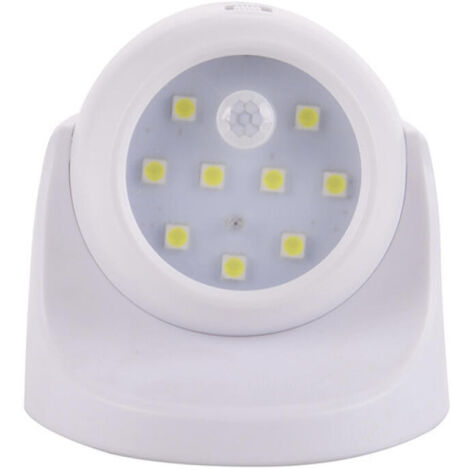 Éclairage à piles, applique murale d'extérieur avec détecteur de mouvement, éclairage extérieur LED, éclairage sans fil à piles, rotation et inclinaison à 360 degrés - Blanc