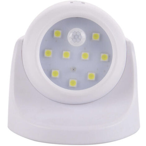 Éclairage à piles, applique murale d'extérieur avec détecteur de mouvement, éclairage extérieur LED, éclairage sans fil à piles, rotation et inclinaison à 360 degrés - Blanc