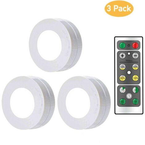 Éclairage Armoire LED - Télécommande Incluse - 3 Pièces - 4 Niveaux de Luminosité - Blanc Chaud Doux - Autonome sur Piles AAA - Pour Armoire, Placard, Chambre