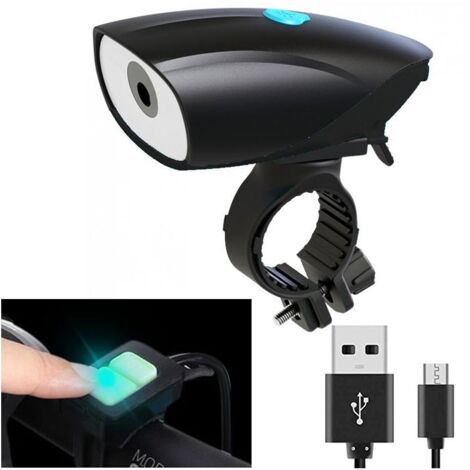 Eclairage avant + Klaxon vélo LED, 800Lms réels, rechargeable - commande au guidon rétroéclairée - BY23
