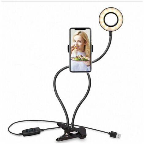 Éclairage d'accentuation, lampe à piles, lampe de table 15 cm avec pince, lumière d'appoint, anneau lumineux pliable pour selfies, noir - RAPANDA