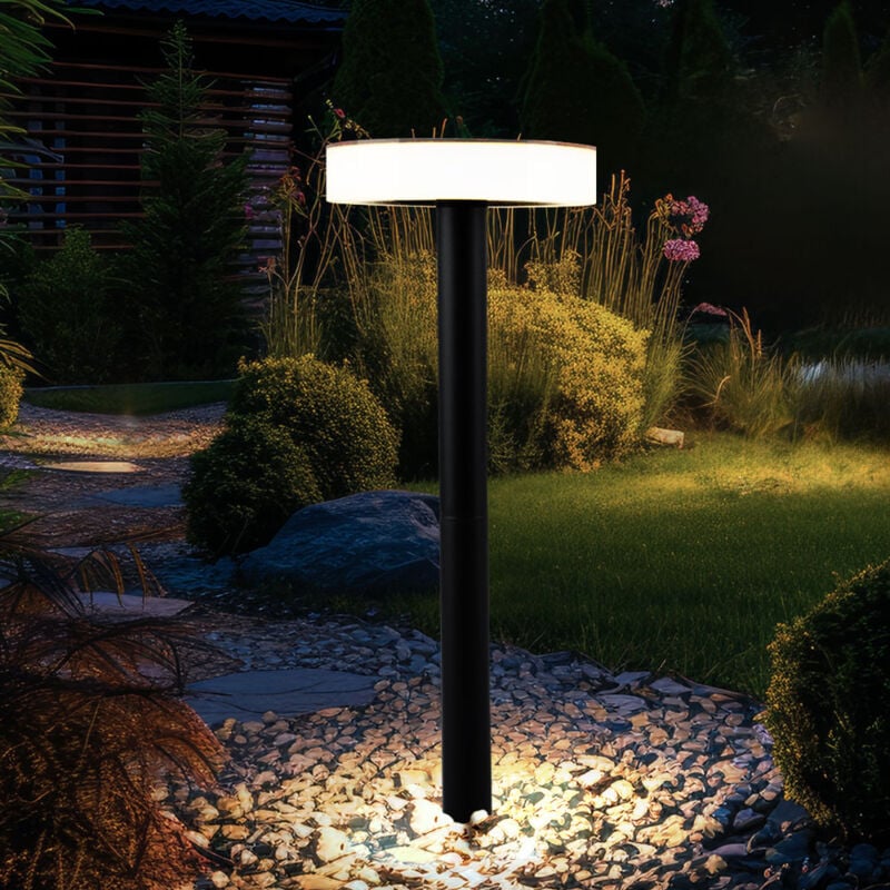 Globo - Lampe d'allée de jardin, éclairage extérieur, lampe enfichable, piquet de terre, batterie solaire, plastique, opale noire, 1x led, DxH