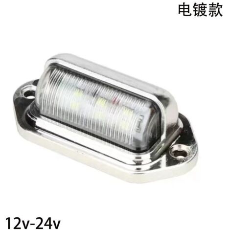 Éclairage de plaque d'immatriculation à 6 LED, finition électroplaquée, pour voiture, camion, bus, remorque, feu latéral, 12-24 V, Amazon SRK-116