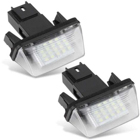 Eclairage de Plaque Immatriculation Pour Citroen C3 C4 C5 II BERLINGO SAXO '00 XSARA Peugeot 206 207 407 406 306 307 308 5008 Partner M59/B9/M49, 18 LED Feux de Plaque d’Immatriculation
