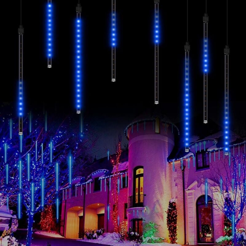 Clairage de Pluie de Météore, Eclairage Météore Douche Lumière, led Lumières de Pluie Imperméable 8 Tubes de 192 led (bleu) Fei Yu
