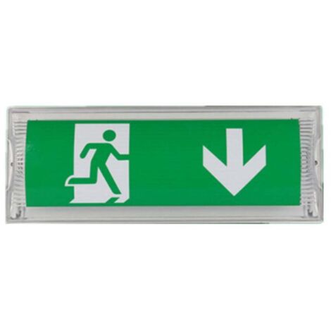Éclairage de secours à LED avec batterie de secours, offrant jusqu'à 3 heures d'autonomie. Indice de protection IP65. Convient pour la signalisation de sortie/d'urgence et les enseignes lumineuses hau