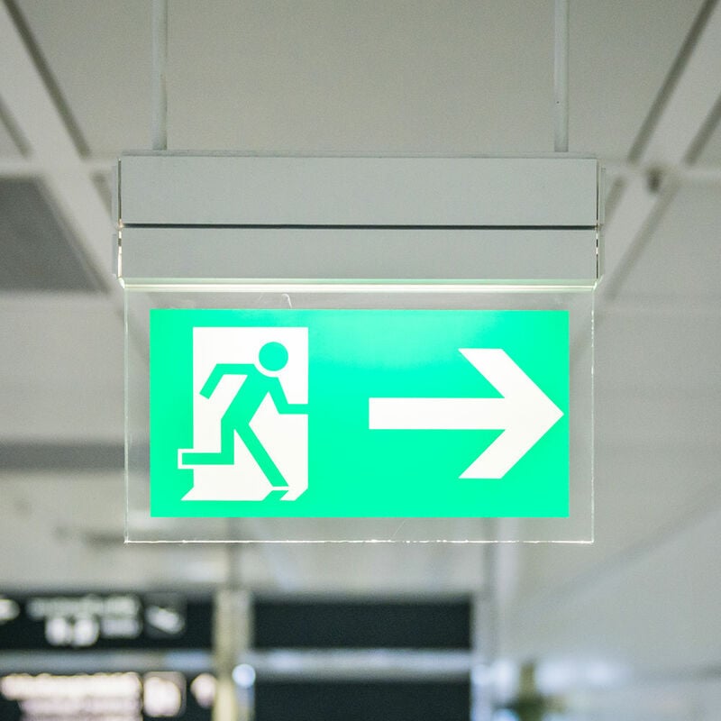 Plafonnier suspendu à LED pour voie d'évacuation 3h batterie lampe de sortie de secours 8x panneau de direction ETT 1235015