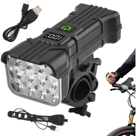 Éclairage de Vélo - Rechargeable avec 5 Modes et Klaxon - Phare de Vélo de
