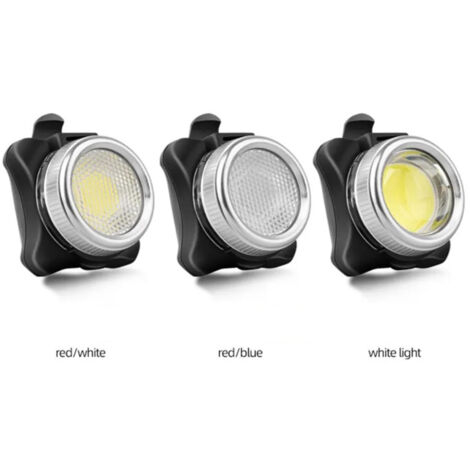 Éclairage de vélo rechargeable par USB, éclairage de vélo à LED COB avant et arrière super lumineux alimenté par batterie 5 modes 100LM pour la conduite de nuit (lumière rouge et bleue).