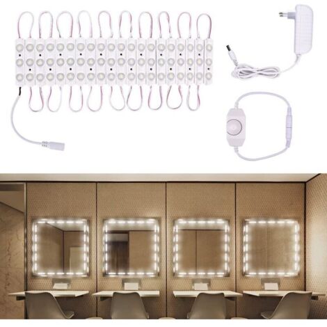 Éclairage des rétroviseurs avant et arrière à intensité variable, 60 ampoules LED, applique murale de 10 x 30 cm.