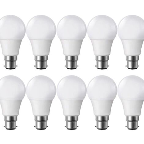 Eclairage Design – Lot de 10 ampoules LED B22 806 lumens 8W blanc chaud – Économie d'énergie 90% – Angle de diffusion 200° – Norme CE, ROHS, EMC