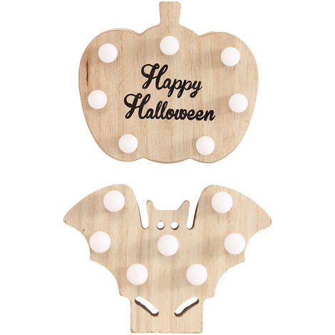 Éclairage en bois pour Table d'halloween, 2 pièces, décorations de Table d'halloween, ornement chauve-souris + citrouille Alphabet