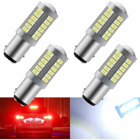 Éclairage et réflecteurs pour remorque， Blanc 1157 33SMD Ampoules LED Super Eclairage de Recul Feu de Stationnement Frein Feu Antibrouillard Arrière Position Feu Arrière 12 4W(4 pièces)