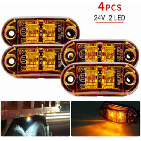 Éclairage et réflecteurs pour remorque,Feux de gabarit Latéraux/Avant/arrière 4pcs Orange 12V/24V, indicateur LED Universel, Indicateur de Position pour Camion/Remorque/Caravane/Camion/Voitur