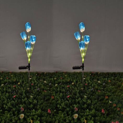 Éclairage extérieur solaire – Tulipe bleue – IP65 étanche – Déco jardinière, cour, terrasse – LED économique