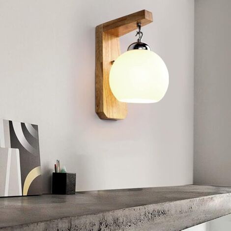 éclairage Intérieur Applique Creative Bois Art Suspendu Boule Verre Couverture Applique Murale Led Intérieur Applique Moderne Allée Chambre Lampe De Chevet Escalier Lampe Fond éclairage Mural