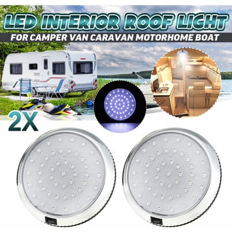 Éclairage intérieur de camping-car 12 V LED - Interrupteur marche/arrêt pour camping-car, caravane, camping-car, bateau, blanc froid, surface chromée
