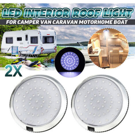 Éclairage intérieur de camping-car 12 V LED - Interrupteur marche/arrêt pour camping-car, caravane, camping-car, bateau, blanc froid, surface chromée