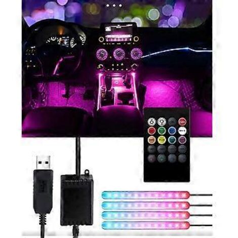 Éclairage intérieur de voiture à LED - Bande lumineuse de 48 LED avec télécommande sans fil, éclairage sous voiture multicolore étanche amélioré.