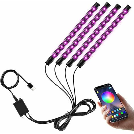 Bande D'éclairage 1m Intérieur Voiture Ambiance LED USB Violet Lumineuse