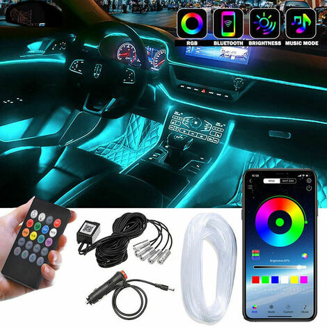 Bande lumineuse néon flexible pour intérieur de voiture, bande lumineuse LED,  décoration automobile, télécommande, 48 72 - AliExpress