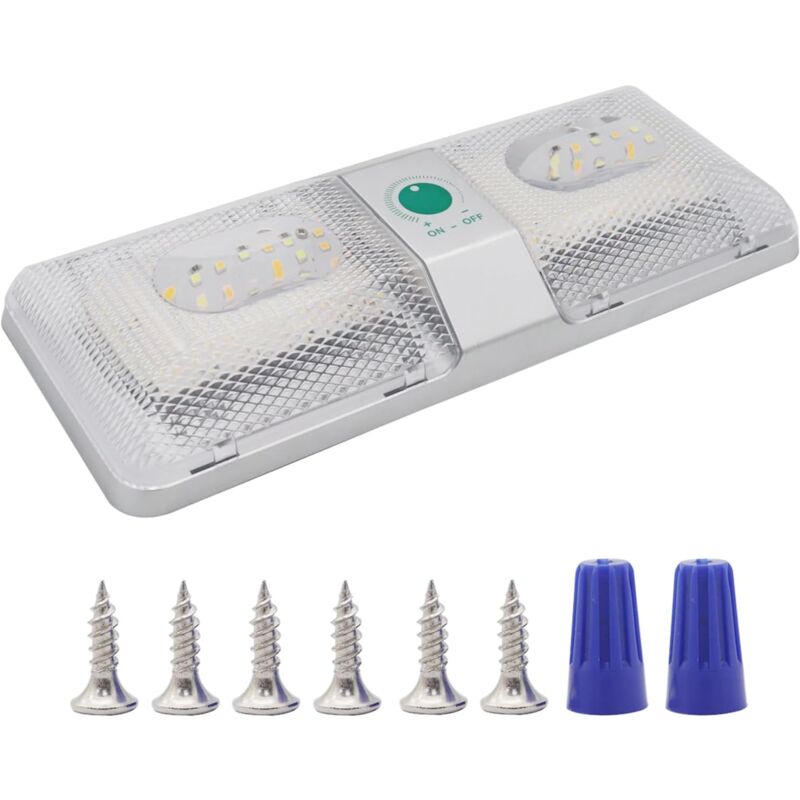 Éclairage Intérieur, Lampes LED de Plafonnier,Double Dôme, DC 9-18 V, 6000-6500 K, avec Interrupteur Marche/Arrêt pour Voiture, Camping-Car,