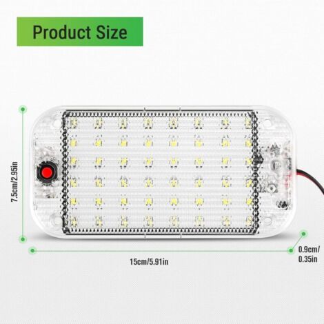 Eclairage Intérieur LED 10W 48 LED Eclairage Intérieur Lumineux Universel avec Interrupteur Marche/Arrêt pour 12V-85V Voiture Van Camion Camion Camping-Car Bateau Caravane Camping-Car Plafonnie