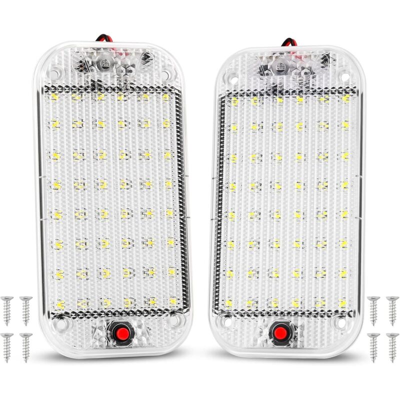 Eclairage Intérieur LED 10W 48 LED Eclairage Intérieur Lumineux Universel avec Interrupteur Marche/Arrêt pour 12V-85V Voiture Van Camion Camion