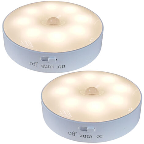 Éclairage intérieur LED, détecteur de mouvement rechargeable, batterie longue durée, veilleuse à détecteur de mouvement, spot rond pour placards/penderies/cuisines.