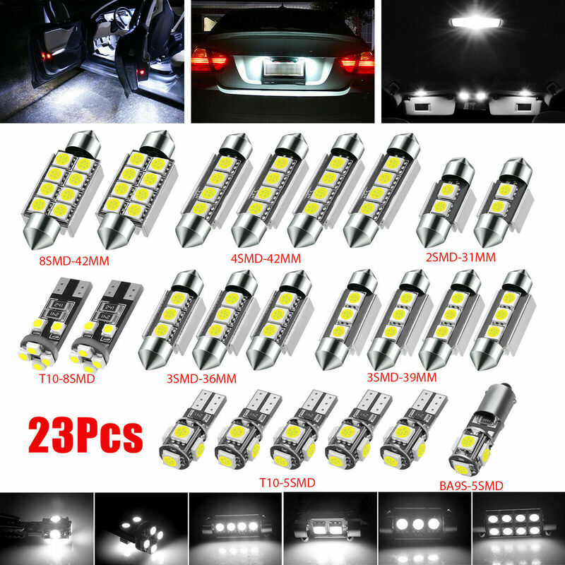 Jusch - clairage intérieur led pour voiture T10, ensemble de 23 pièces, Canbus décodé à Double pointe 5050, feu de recul