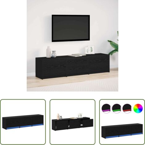 Éclairage led -  Meuble TV avec LED avec bandes LED Chêne Noir 165 x 34 x 40 cm