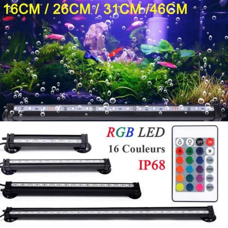 Éclairage LED pour aquarium - 16 cm - Tube lumineux étanche à intensité variable avec télécommande, LED RGB 5050 - Idéal pour les plantes et les poissons