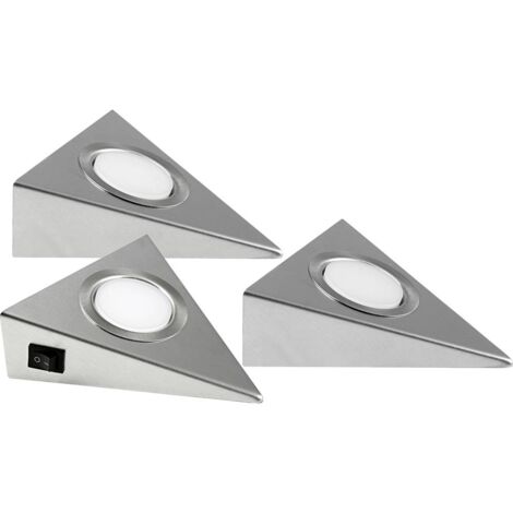 Éclairage LED pour meuble – Lot de 3 – 6 W blanc chaud – Acier inoxydable – Angle de diffusion 120° – Flux lumineux 360 lm – Heitronic