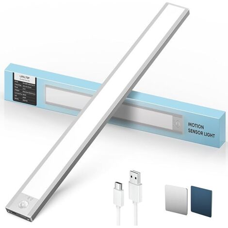 Éclairage LED pour meubles avec détecteur de mouvement - 40 cm, 2200 mAh, 6500 K, 4000 K, 3000 K, intensité variable, rechargeable - Idéal pour éclairage sous meuble, cuisine, escalier, vitrine  1 piè