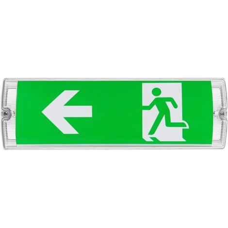 Éclairage LED secours, lampe de sortie de secours avec batterie jusqu'à 3 h, panneau de 4 pictogrammes
