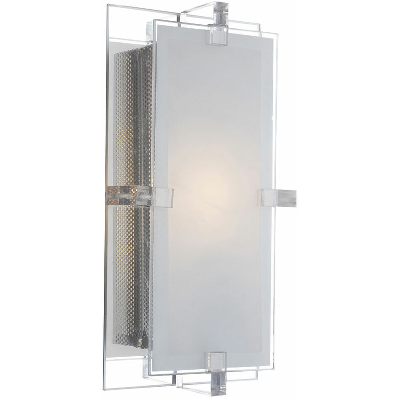 Applique Applique Lampe de salon Lampe de couloir Lampe de chambre, chrome satiné, 1x douille E14, LxlxH 27,5x7x13,5cm