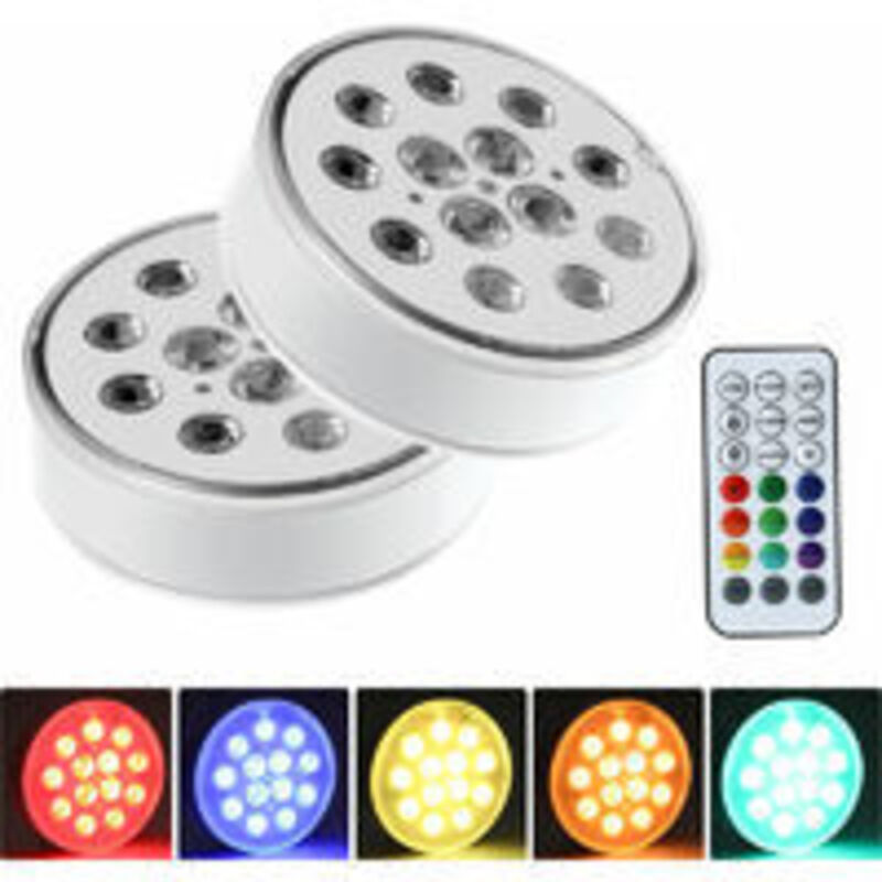 Eclairage Piscine led 2 Pcs IP68 etanche 16 rgb Couleurs avec Telecommande rf et Support Mural Lumiere Piscine pour