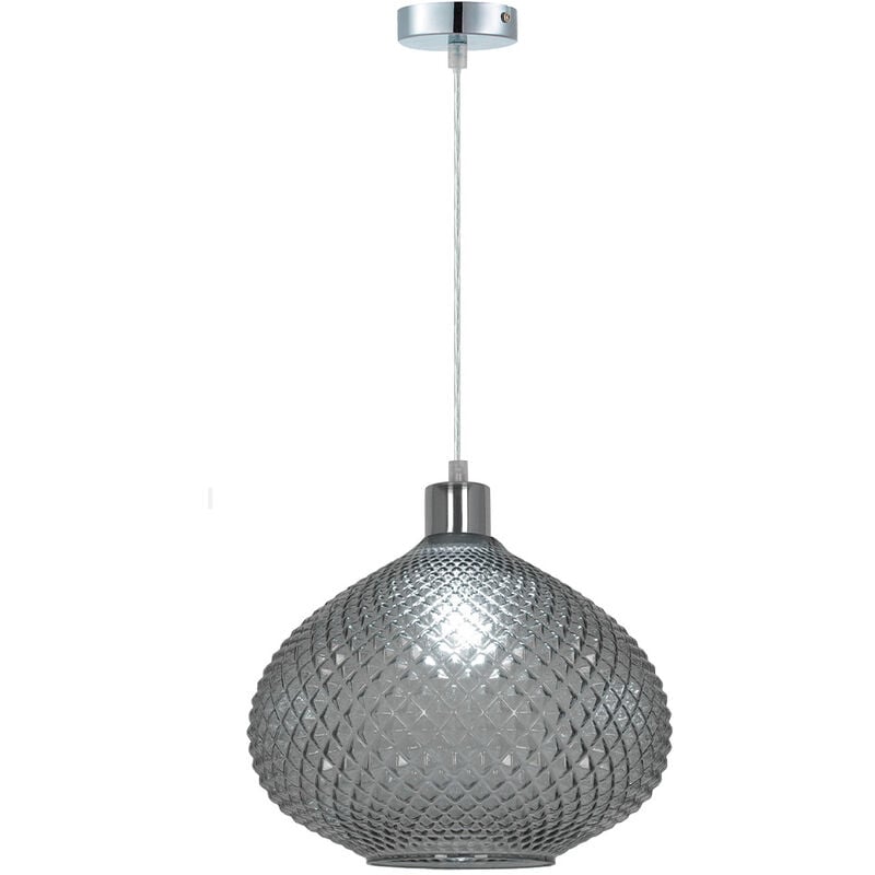 Sampa - Eclairage plafond design Foly 120cm réglable verre gris fumé compatible led