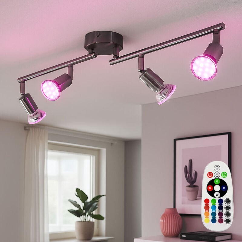 Spots muraux salon spots de plafond lampe de télécommande dimmable dans un ensemble comprenant des lampes led rgb