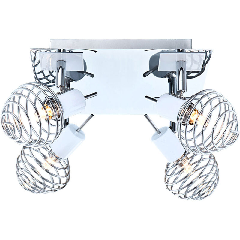 Globo - Eclairage de plafond spot boule spirale chrome 4x spot lampe G9