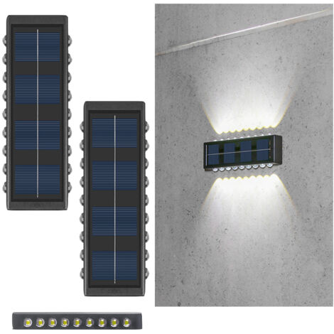 Éclairage solaire de clôture, étanchéité IP65, idéales pour terrasses, escaliers, terrasses, garde-corps et vérandas(lumière blanc-lot de 2)