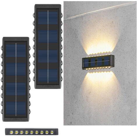 Éclairage solaire d'escalier, éclairage solaire de clôture, étanche IP65, idéales pour terrasses, escaliers, terrasses(lumière chaude-lot de 2)