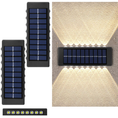 Éclairage solaire d'extérieur étanche, étanchéité IP65, idéales pour terrasses, escaliers, terrasses, garde-corps (lumière chaude - lot de 2)