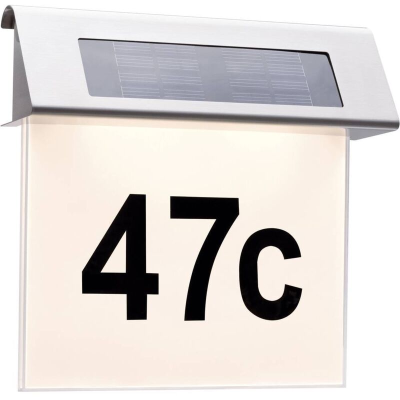 Paulmann 93765 Eclairage solaire pour numéro de maison 0.2 w blanc chaud acier inoxydable, blanc