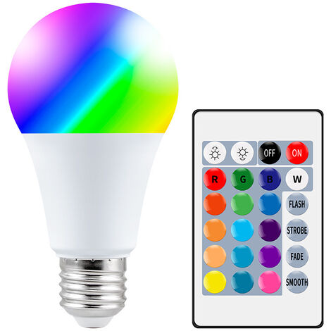 Eclairage télécommande ampoule RVB lumière 15W10W5W ampoule couleur LED ampoule décorative colorée atmosphère rgbw