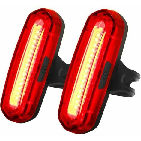 Eclairage velo,Lumière de vélo puissante 100 lumens feux de vélo arrière rechargeables 6 modes lot de 2 (rouge)-